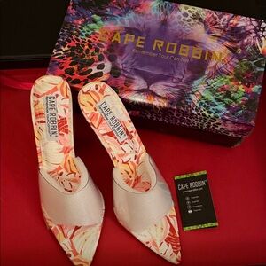 Cape Robbin Floral Heels - Red and Orange